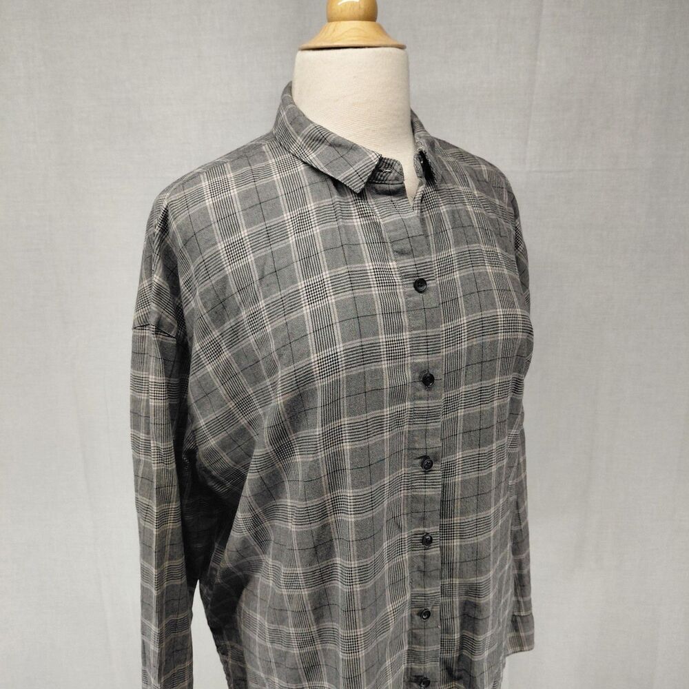 Madewell LS Plaid Westlake Boxy Button-up 100% Cotton Gray Size XL - Picture 2 of 9